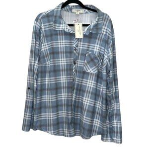 No Comment Plus Size 3X Plaid Button-Down Shirt